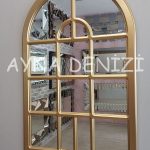 Massa Model Altın Renk Dekoratif Pencere Ayna-5