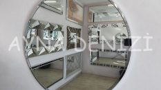 Circle Eighty Argent Model Platin Gümüş Renk Metal Çerçeveli Yuvarlak Dairesel Dekoratif Ayna