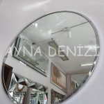 Circle Eighty Argent Model Platin Gümüş Renk Metal Çerçeveli Yuvarlak Dairesel Dekoratif Ayna-4