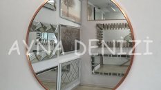 Circle Eighty Copper Model Rose Gold Altın Renk Metal Çerçeveli Yuvarlak Dairesel Dekoratif Ayna